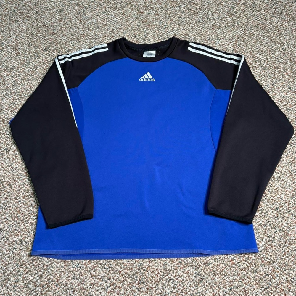 Vintage 00s blue and black adidas long sleeve pullover size medium